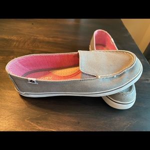 Sperry Topsider Gray Canvas Slip On Shoes